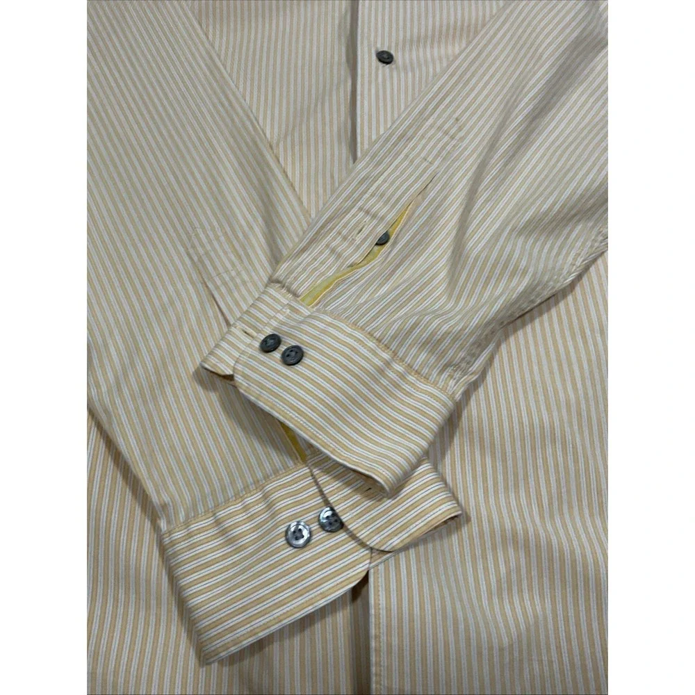 Banana Republic Men Button up Long Sleeve Shirt Size XL‎  Yellow White Line G36